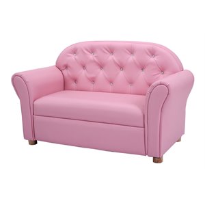Costway Contemporary Polyurethane Princess Kids Armrest Sofa in Pink