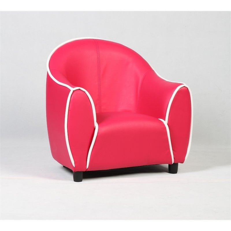 Costway Contemporary Polyurethane and Wood Kids Sofa in Red Finish