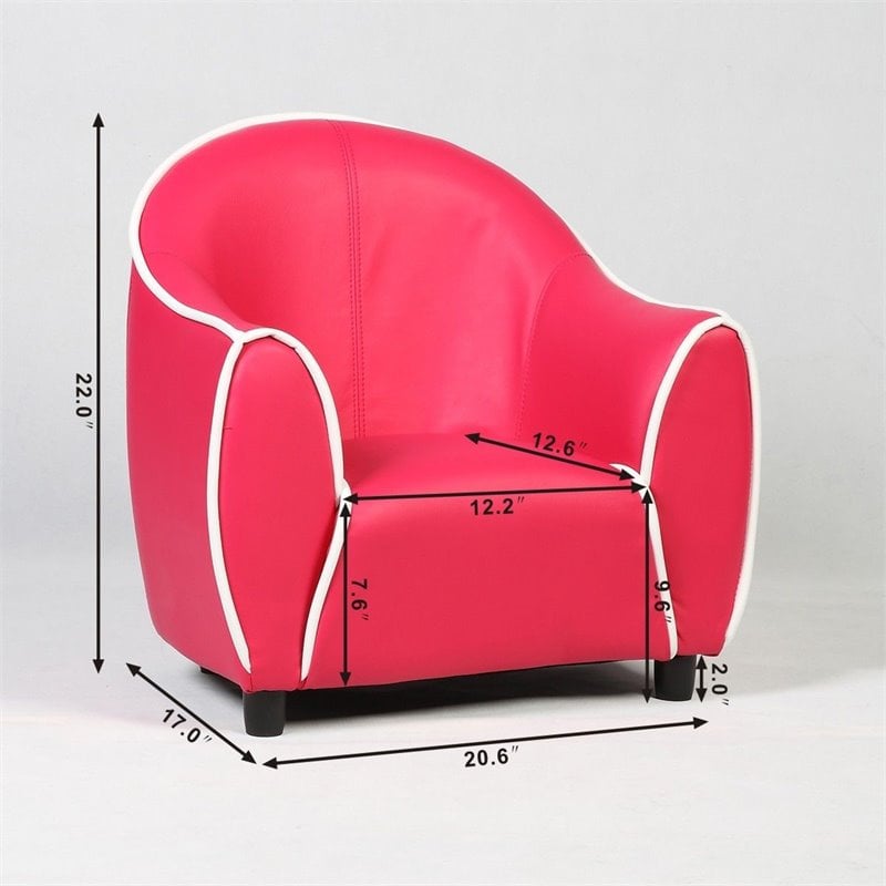 Costway Contemporary Polyurethane and Wood Kids Sofa in Red Finish