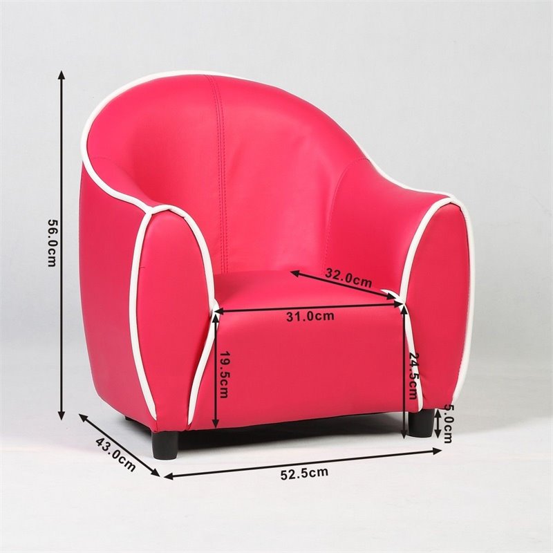Costway Contemporary Polyurethane and Wood Kids Sofa in Red Finish
