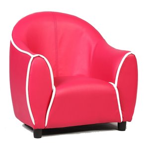 Costway Contemporary Polyurethane and Wood Kids Sofa in Red Finish