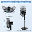 Costway 16'' Plastic and Iron Adjustable Oscillating Pedestal Fan in Black