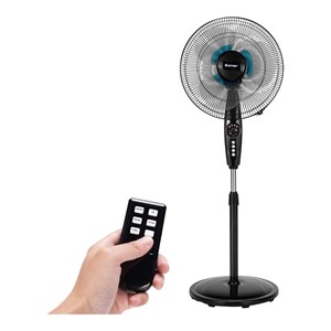 Costway 16'' Plastic and Iron Adjustable Oscillating Pedestal Fan in Black