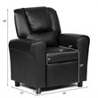 Costway Polyurethane Kids Recliner with Cup Holder in Black Finish