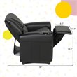 Costway Polyurethane Kids Recliner with Cup Holder in Black Finish