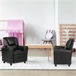 Costway Polyurethane Kids Recliner with Cup Holder in Black Finish