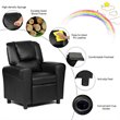 Costway Polyurethane Kids Recliner with Cup Holder in Black Finish