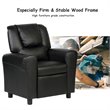 Costway Polyurethane Kids Recliner with Cup Holder in Black Finish