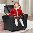 Costway Polyurethane Kids Recliner with Cup Holder in Black Finish