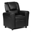 Costway Polyurethane Kids Recliner with Cup Holder in Black Finish