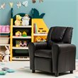 Costway PU Leather Kids Recliner with Footrest Cup Holder in Brown