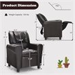 Costway PU Leather Kids Recliner with Footrest Cup Holder in Brown