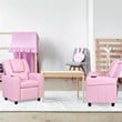 Costway Polyurethane Kids Recliner with Cup Holder in Pink Finish