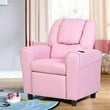 Costway Polyurethane Kids Recliner with Cup Holder in Pink Finish
