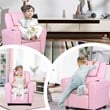 Costway Polyurethane Kids Recliner with Cup Holder in Pink Finish