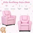 Costway Polyurethane Kids Recliner with Cup Holder in Pink Finish