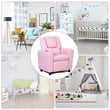 Costway Polyurethane Kids Recliner with Cup Holder in Pink Finish