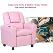 Costway Polyurethane Kids Recliner with Cup Holder in Pink Finish