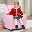 Costway Polyurethane Kids Recliner with Cup Holder in Pink Finish