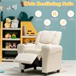 Costway PU Leather Kids Recliner with Footrest Cup Holder in Beige