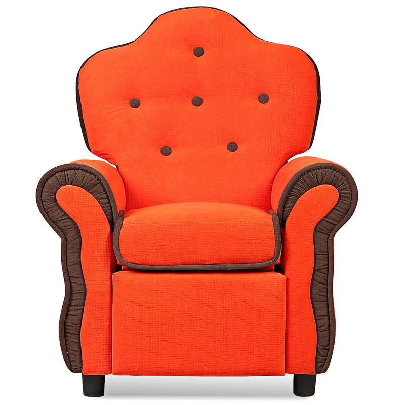 Costway Contemporary Polyurethane Kids Recliner in Orange Finish