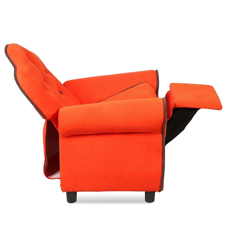Costway Contemporary Polyurethane Kids Recliner in Orange Finish