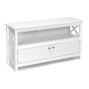 Costway 50&quot Contemporary Wood Free Standing TV Stand Console in White