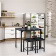 Costway 3-piece MDF and PU Leather Dining Set with Table and 2 Stools in Black