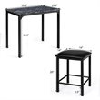 Costway 3-piece MDF and PU Leather Dining Set with Table and 2 Stools in Black
