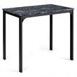 Costway 3-piece MDF and PU Leather Dining Set with Table and 2 Stools in Black