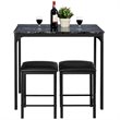 Costway 3-piece MDF and PU Leather Dining Set with Table and 2 Stools in Black