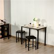 Costway 3-piece MDF and PU Leather Dining Set with Table and 2 Stools in White