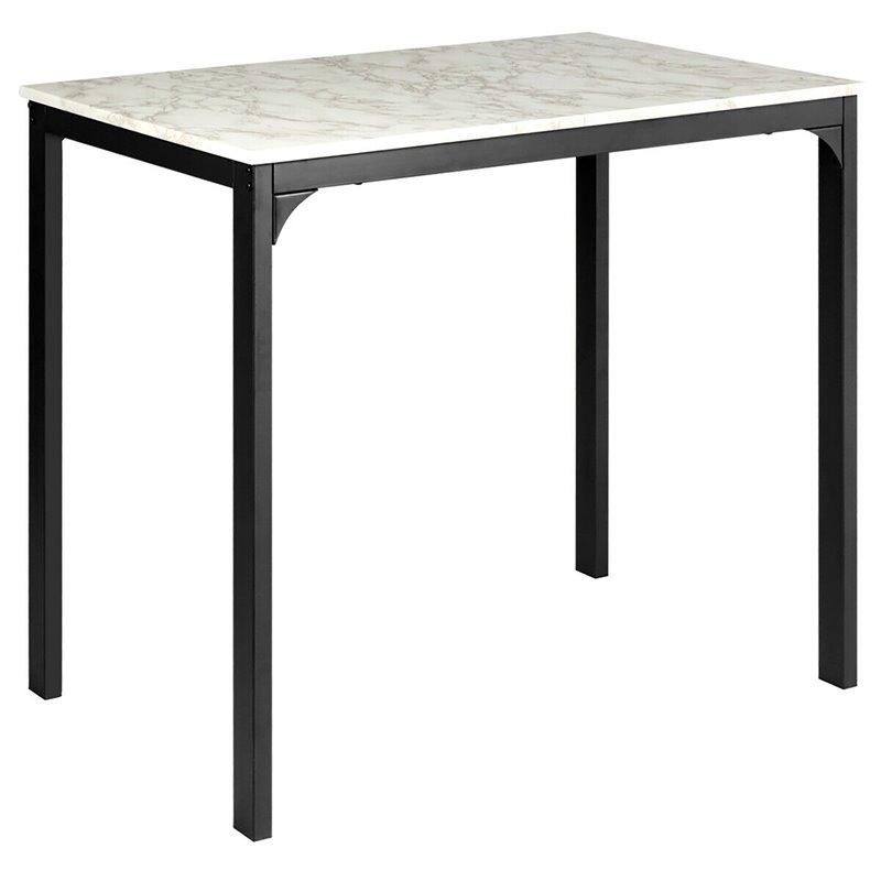 Costway 3-piece MDF and PU Leather Dining Set with Table and 2 Stools in White