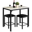 Costway 3-piece MDF and PU Leather Dining Set with Table and 2 Stools in White