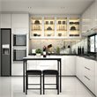 Costway 3-piece MDF and PU Leather Dining Set with Table and 2 Stools in White