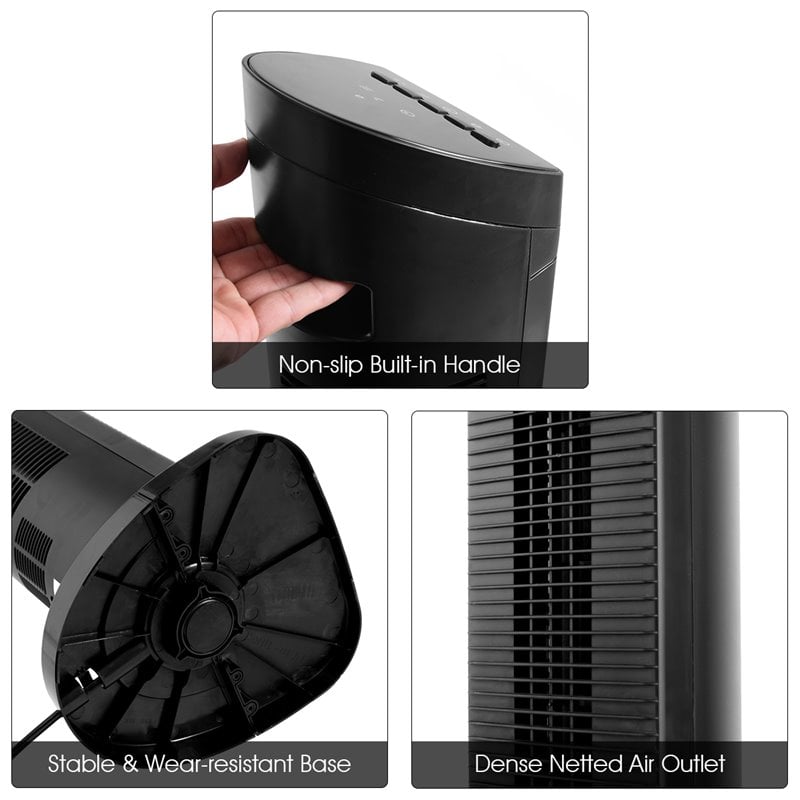 Costway 35'' Contemporary ABS Plastic Tower Fan with Remote Control in Black