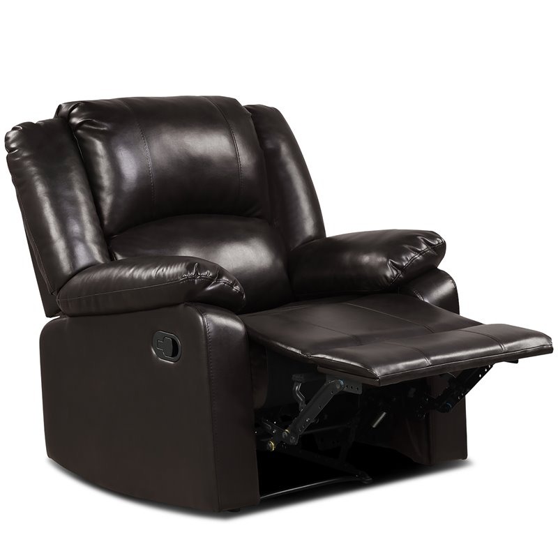 Costway Contemporary Polyurethane Recliner with Footrest in Brown