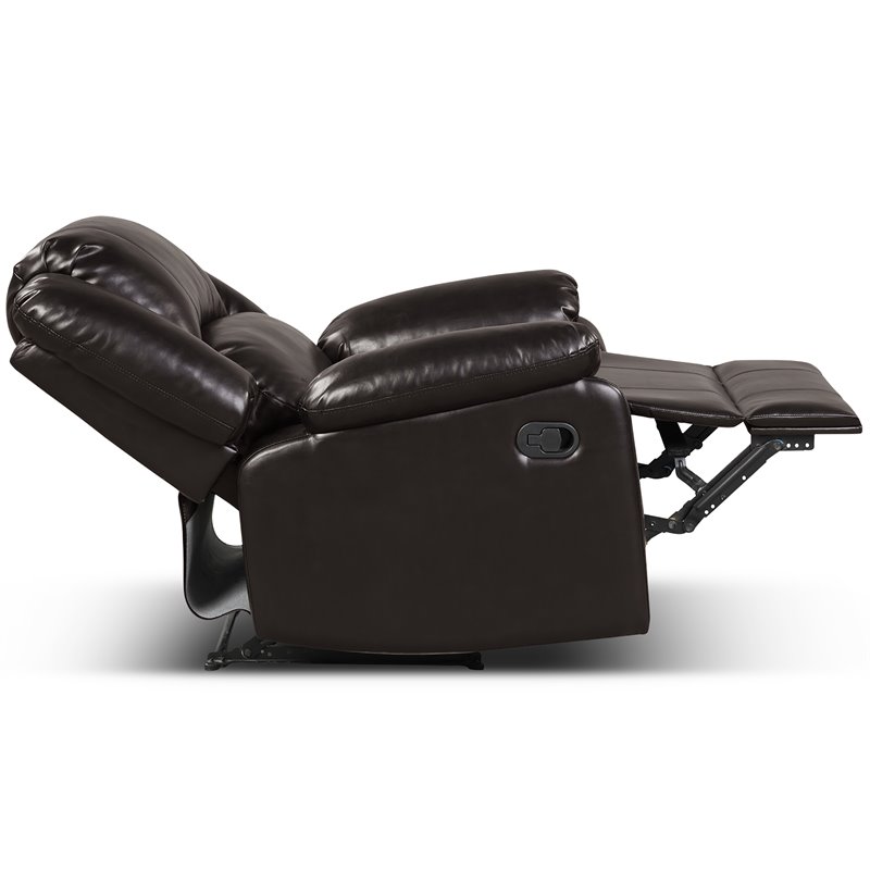 Costway Contemporary Polyurethane Recliner with Footrest in Brown