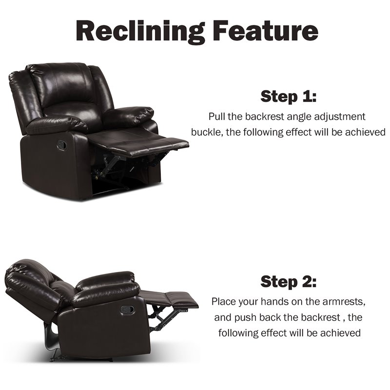 Costway Contemporary Polyurethane Recliner with Footrest in Brown