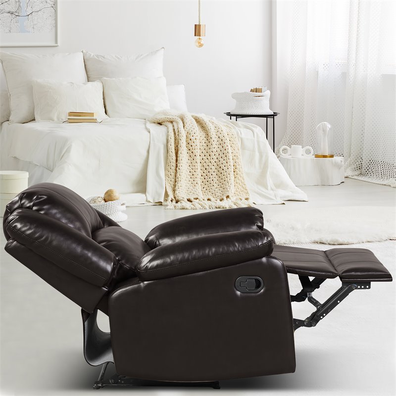 Costway Contemporary Polyurethane Recliner with Footrest in Brown