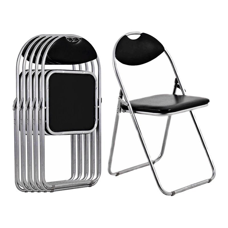Costway U-shaped Contemporary Metal Folding Chairs in Black (Set of 6)