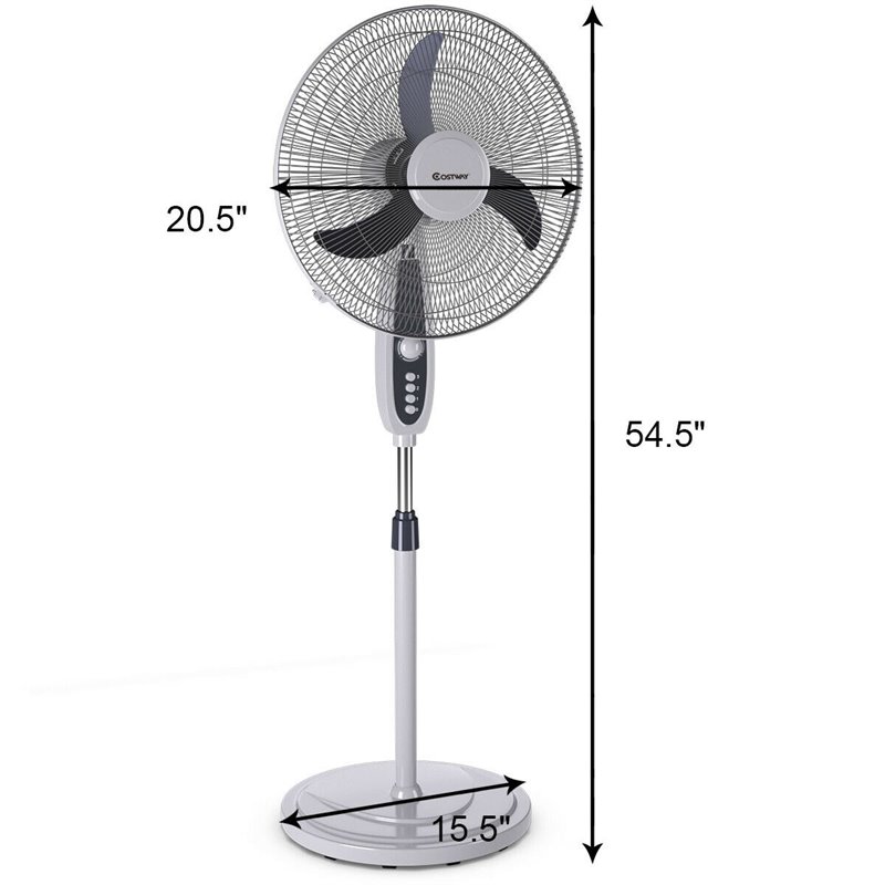 Costway 18'' Contemporary Plastic Oscillating Standing Pedestal Fan in Black