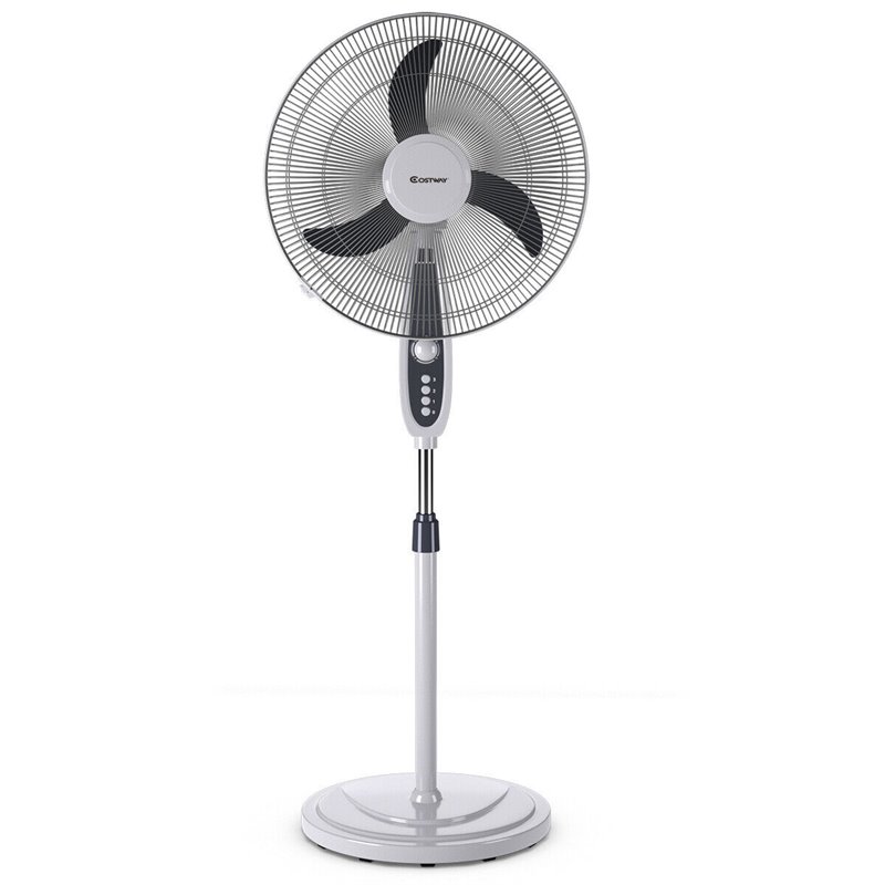 Costway 18'' Contemporary Plastic Oscillating Standing Pedestal Fan in Black