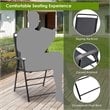 Costway Iron and Fabric Patio Folding Chair with Armrest in Gray (Set of 4)