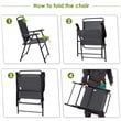 Costway Iron and Fabric Patio Folding Chair with Armrest in Gray (Set of 4)