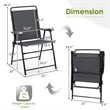Costway Iron and Fabric Patio Folding Chair with Armrest in Gray (Set of 4)