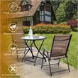 Costway Steel and Fabric Patio Folding Chair with Armrest in Brown (Set of 2)