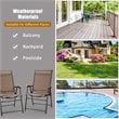 Costway Steel and Fabric Patio Folding Chair with Armrest in Brown (Set of 2)