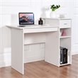 Costway Contemporary Particle Board Computer Desk w/ 2 Open Shelves in White