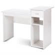 Costway Contemporary Particle Board Computer Desk w/ 2 Open Shelves in White